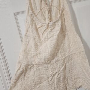 Cream Textured Sleeveless Top